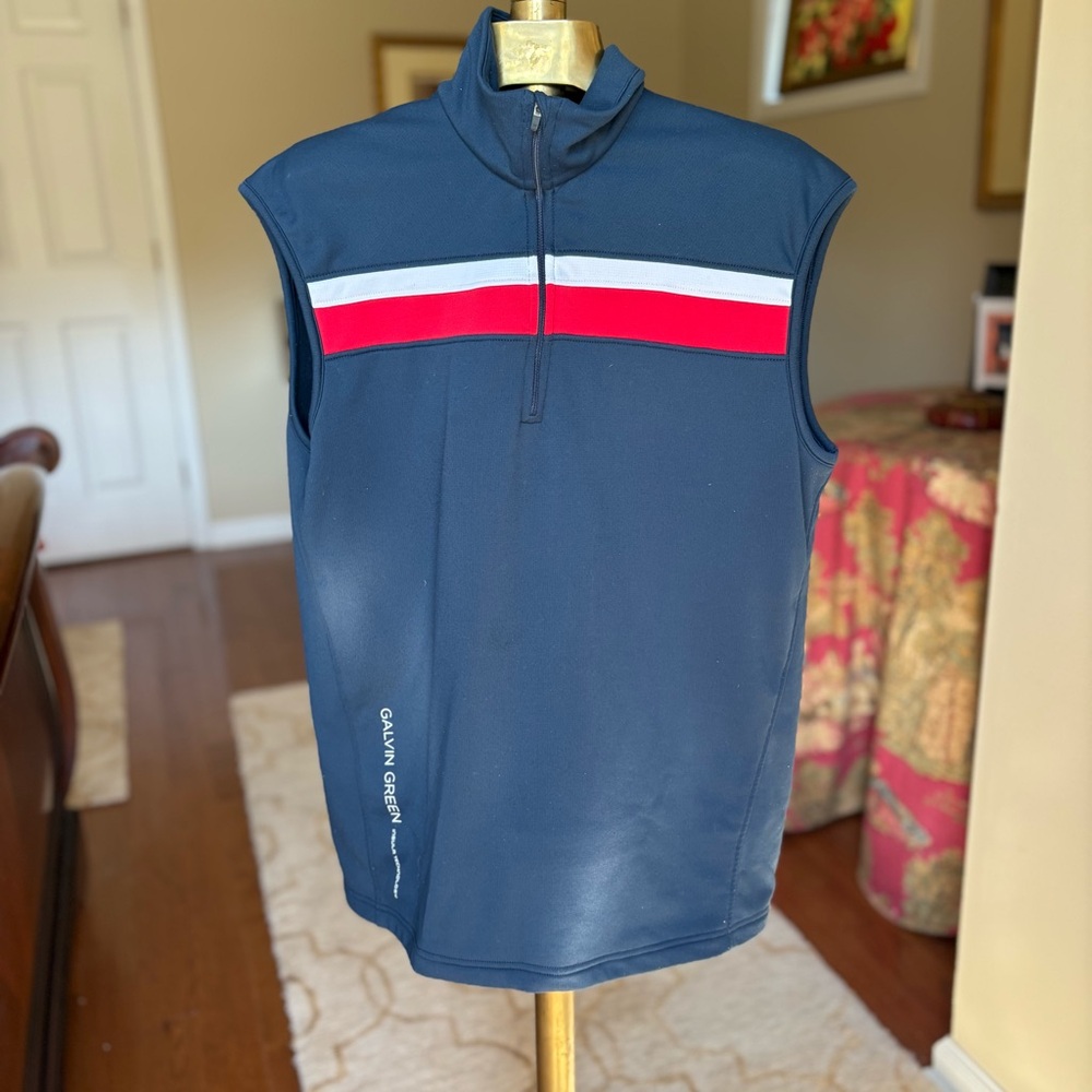Galvin Green Men's 3/4 Zip Navy Vest MEDIUM